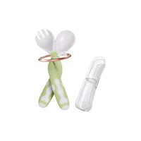 Little Bean 小豆苗 NNS-K 宝宝学吃饭套装 3件套 勺叉+大象筷+盒 甜心粉