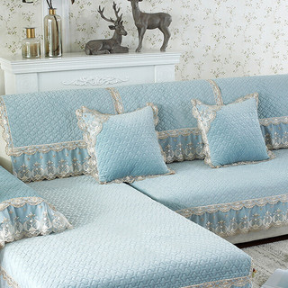 索菲娜 潘多拉 欧式加厚沙发套 浅蓝色 95*120cm