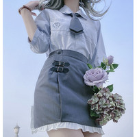樱花家族 JK制服 鸣野高 韩式制服衬衫+包臀裙 套装