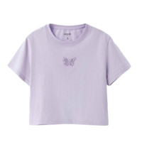 LEDIN 乐町 女士圆领短袖T恤 CWDAB2F41 紫色 S