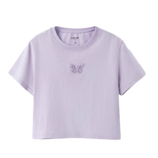 LEDIN 乐町 女士圆领短袖T恤 CWDAB2F41 紫色 L