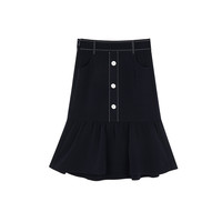 LILY 丽丽 女士中长款半身裙 121209C69124112 藏青 XL