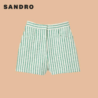 sandro2022春季新款女装时尚气质高腰直筒撞色条纹短裤SFPSH00233