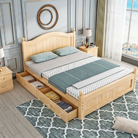 MEIZIZI 美滋滋 实木床1.5米现代简约欧式双人床主卧1.8家用经济出租房木床单人床