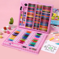 涩咪咪 儿童208绘画蜡笔豪华套装水彩涂画笔 150件套绘画套装-粉色