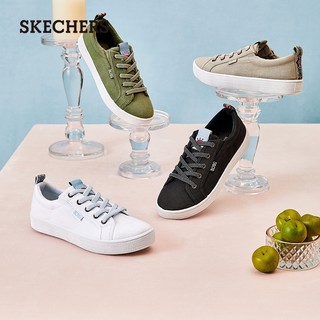 Skechers斯凯奇BOBS系列女士时尚撞色图腾低帮帆布鞋休闲运动鞋秋 35 黑色/BLK