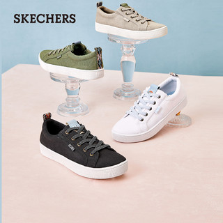 Skechers斯凯奇BOBS系列女士时尚撞色图腾低帮帆布鞋休闲运动鞋秋 35 黑色/BLK