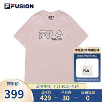 FILA FUSION斐乐潮牌女子运动T恤2022夏季短袖宽松潮流半袖女装上衣 标准白-WT 165/84A/M 明和粉-LP 175/92A/XL