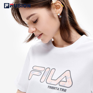 FILA FUSION斐乐潮牌女子运动T恤2022夏季短袖宽松潮流半袖女装上衣 标准白-WT 165/84A/M 标准白-WT 155/76A/XS