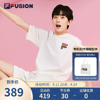 FILA FUSION斐乐情侣短袖T恤男女装夏季潮流宽松运动上衣冰淇淋纯棉半袖衣服 乳糖色-BG（宽松版型，建议拍小一码） 165/88A/S 乳糖色-BG（宽松版型，建议拍小一码） 190/108A/XXXL