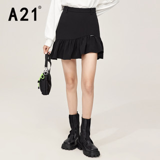 A21 女装梭织高腰短裙 黑色 L