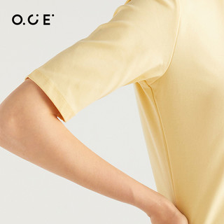 OCE女装圆领T恤2022年秋冬新款纯色半袖休闲短袖T恤女上衣春夏 XL/1 米白