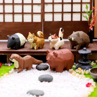 PUTITTO series 川崎诚二的木雕动物立体摆件QUALIA日本可爱猫狗扭蛋