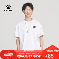 KELME/卡尔美 运动休闲T恤男夏季新款潮流圆领棉t抗皱短袖印花时尚文化衫 9124TX1011 白色(9124TX1011) S/165 白色(9124TX1009) 2XL/185