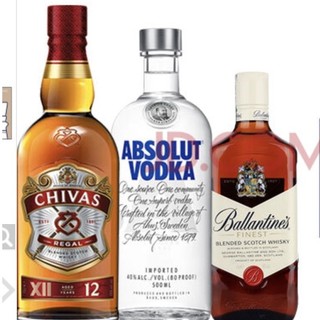 CHIVAS 芝华士 12年 500ml 绝对原味 500ml 百龄坛特醇 200ml 组合套装