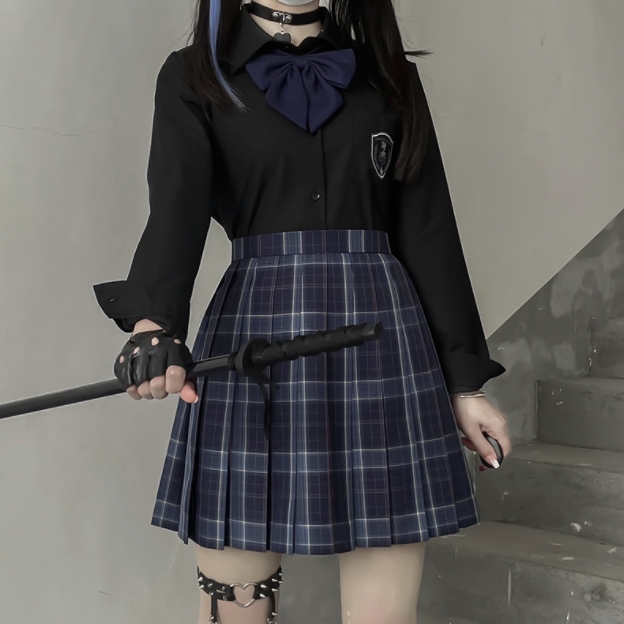 车厘子 JK制服 蓝雾海 深蓝格裙 42cm
