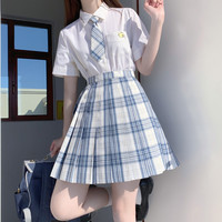 车厘子 JK制服 小川 原创蓝格百褶裙 43cm