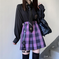 车厘子 JK制服 涩谷辣妹 黑紫色格裙 43cm
