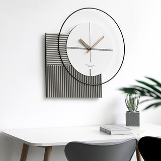 北欧风轻奢时钟表挂钟个性创意背景墙面挂件装饰艺术现代简约时尚 其他 数字灰色（52*52 CM）