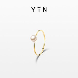 YIN 隐 「莹」暖金珍珠系列 女士圆形18K黄金珍珠戒指