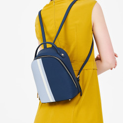 hongu红谷女包双肩包牛皮双肩背包女多功能撞色书包背包女包包