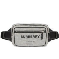 BURBERRY 博柏利 巴宝莉 Horseferry灰色徽标印花棉质帆布拉链腰包