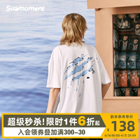 suamoment抓痕泼溅logo印花短袖T恤潮休闲2022新品