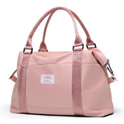V.NINE 第九城 旅行包女士短途出游出差大容量行李袋运动健身包 VD9BV63837J 粉色