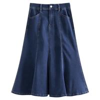 范思蓝恩 女士半身鱼尾裙 22FS2118 牛仔蓝 L