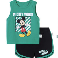 Disney 迪士尼 212T1243 男童背心套装 绿色 140cm