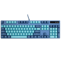RAPOO 雷柏 V500 PRO 104键 有线机械键盘 青花蓝 雷柏红轴 单光