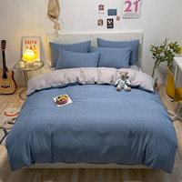 Saintmarc 尚玛可 日式纯色简约双拼色亲肤四件套舒适家用床笠套件素色柔软可裸睡