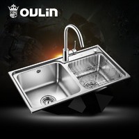 OULIN 欧琳 不锈钢水槽套餐 Q001+精铜龙头7512s