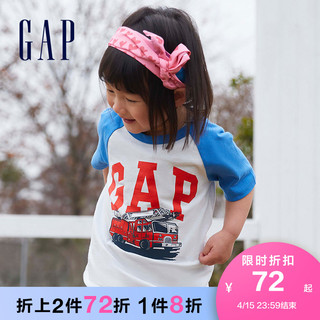 Gap男女幼童纯棉短袖T恤794649 春季新款童装打底衫潮 白色 110cm(110cm(5岁))