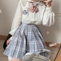 御茶家 JK制服 爱丽丝 淡蓝色格裙 42cm