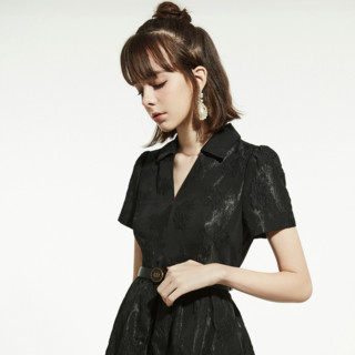 LIME FLARE 莱茵福莱尔 Claire设计系列 FLARE设计师联名 女士短款连衣裙 LMDA18WOP123B11 黑色 XXL