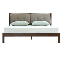 治木工坊 JYC0 实木布艺床 胡桃色+浅灰色 150*190cm 橡木款