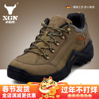 XGN防水登山鞋男女防滑耐磨轻便户外鞋履秋冬季真牛皮爬山徒步鞋男 德国工艺 一体成型 超越 军绿色 42