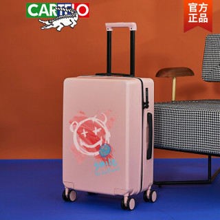 卡帝乐鳄鱼（CARTELO）行李箱涂鸦男女20英寸结实耐用2021年24拉杆箱28旅行皮箱子日系 笑脸/粉色 20寸
