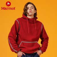 Marmot土拨鼠新款户外运动休闲弹力羊羔绒风格男套头抓绒衣 XXL 066砖红