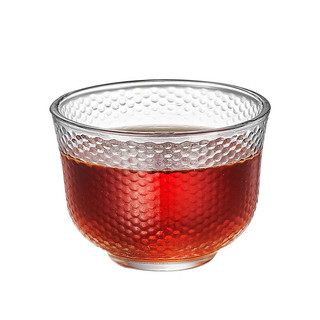 JINQI 金杞 玻璃茶杯 6只装 高硼硅耐热透明玻璃耐高温茶具茶杯水杯 C06锤纹杯 6只装