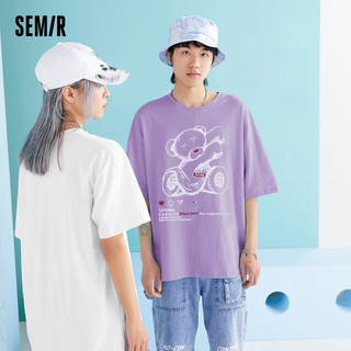 Semir 森马 短袖T恤男女新款情侣款舒适短袖潮流上衣夏季体恤衫 S 005款/男—黑色