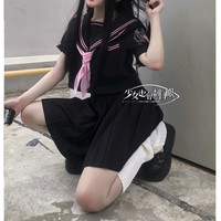 少也眼 JK制服 切茜娅之心 刺绣水手服短袖 黑粉色