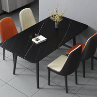 一米色彩 ZY200 轻奢岩板餐桌组合 一桌四椅 1.2米