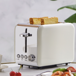 Midea 美的 多士炉早餐机面包机 全自动家用小型不锈钢内胆吐司机双面烘烤面包片 不锈钢机身配烘烤架 R03