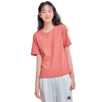 HSTYLE 韩都衣舍 H黑科技系列 女士圆领短袖T恤 LU9621 常规款 橘粉色 XL