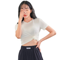 HSTYLE 韩都衣舍 H黑科技系列 女士圆领短袖T恤 LU9621 短款 白色 M