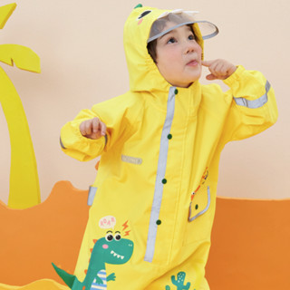 kocotree kk树 KQ21021 儿童卡通连体雨衣 升级版 黄色恐龙 S