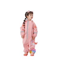 kocotree kk树 KQ21021 儿童卡通连体雨衣 升级版 粉色独角兽 S