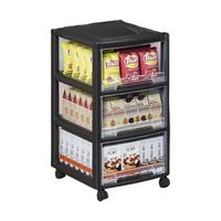 Jeko&Jeko 捷扣 带滑轮收纳柜 3层 32*42*68cm 透明黑